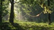 A peaceful forest clearing with a birthday banner   AI generated illustration
