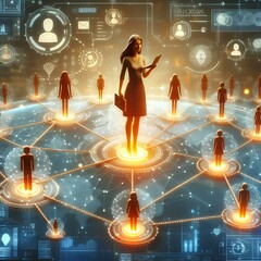 Wall Mural - connecting people on the internet, social network connection