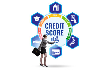 Canvas Print - Credit score concept with businesswoman