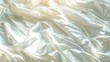 Closeup of beautiful white shiny crumpled polyester fabric sheets on the bed with warm motion and feeling for background and decoration Cloth