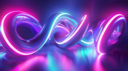 Wall Mural - Abstract forms twisting and turning in a neon vortex d style isolated flying objects memphis style d render   AI generated illustration