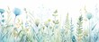 a garden with green plants and flowers high quality watercolor faceless light blue background
