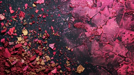 Wall Mural - Rich beauty product texture juxtaposed with crushed cosmetics, Ai Generated.