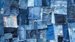Cozy homemade patchwork quilt crafted from denim scraps, Ai Generated.