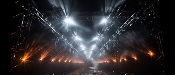 Sticker - light rig from a concert that repeats into infinity, mirror hallway of concert lights