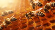 Bees bring pollen into the apiary with sunlight. Generative ai