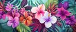 Colorful tropical plants pattern background