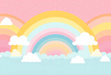 Fototapeta Przestrzenne - rainbow with pastel color background