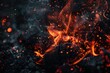 Abstract dark glittering fire particles