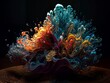 Luminescent Coral Reef-Like Structure with Vibrant Hues.