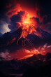 Crater's Mouth: The ominous silhouette of a volcano's crater, glowing with the promise of eruption, rendered against a caldera's breath background, symbolizing the latent danger within,