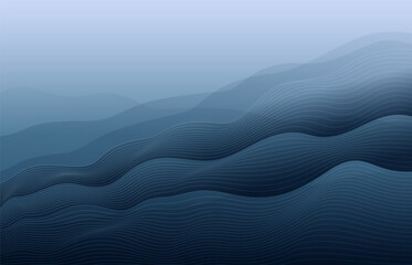 Abstract wavy line design on blue background. Art and modern vector illustration template for cover, banner or poster.