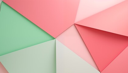 Wall Mural - abstract pastel colorful green pink background with triangles and lines