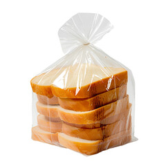 Sliced bread in plastic bag isolated, no background, transparent background