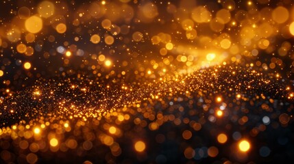 Wall Mural - Christmas golden shimmer on navy, light particles in festive dance, holiday gold foil, digital elegance, AI Generative