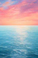 Wall Mural - Dreamy Pastel Pink and blue sunset over the ocean banner