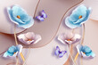 3D wallpaper design with florals for photomural background
