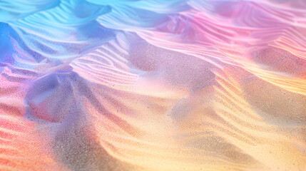 Wall Mural - A colorful sand dune with a rainbow of colors. The sand is a mix of yellow, pink, and blue