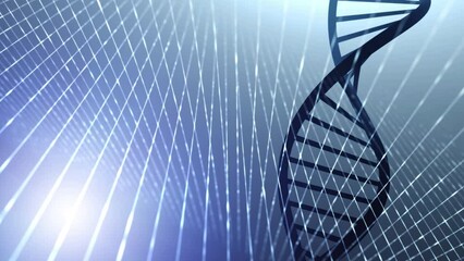 Wall Mural - loop 3d dna chain with digital technology lines pattern animation background.