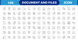 © MDSalim - Set of file and document Icons. Simple line art style icons pack. Vector illustration, such as files, checkmark, find, search, paper.