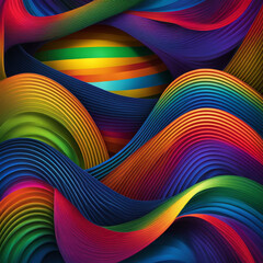 Wall Mural - Stylish rainbow background and texture. Abstract Rainbow Curved Lines Waves on Multi Colored Distorted Rainbow Lines