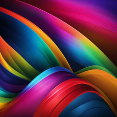 Wall Mural - Stylish rainbow background and texture. Abstract Rainbow Curved Lines Waves on Multi Colored Distorted Rainbow Lines