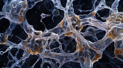 Wall Mural - A composite image of multiple euglenoid cells ed together forming a large colony. The cells have formed long branching chains with