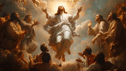 Wall Mural - Jesus christ risen. Holy week. Ascension of Jesus. Ascension de Cristo. Faith Growth 