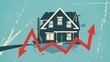 Design a series of social media graphics warning homeowners about the risks of debt increase from borrowing against home equity, with red arrows drawing attention to key points. generative AI