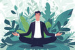 Mindful business leader meditating in peaceful nature setting, work-life balance concept