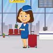 Beautiful Air Hostess Holding Plane Tickets