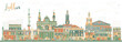 Lublin Poland city skyline with color buildings. Lublin cityscape with landmarks. Business travel and tourism concept with modern and historic architecture.
