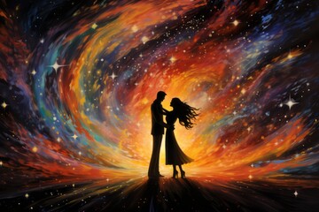 Wall Mural - Stars and galaxies waltzing through the cosmic theater