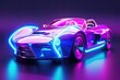 A futuristic sports car with a glowing neon outline.
