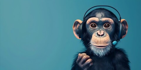 Cartoon Monkey Character with Headset Providing Customer Service and Voice Over Solutions