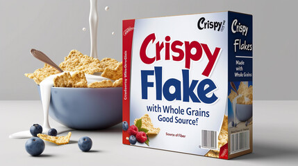 Wall Mural - A box of cereal with a blue and white color scheme and the brand name 