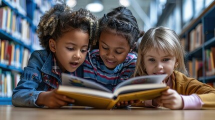 Children Engaged in Collaborative Reading Activity in Library Enhancing Literacy Skills and Knowledge