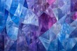 Abstract background of blue and purple glass pieces of triangular polygons