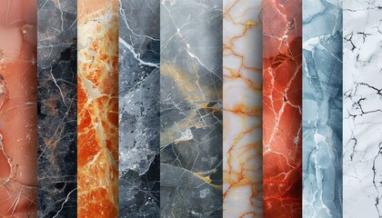 Wall Mural - Marble Textures, Luxurious marble textures in various colors and veining patterns, perfect for adding elegance and sophistication to digital illustrations or branding materials