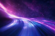 Abstract dark blue scene, white and purple light rays, motion blur effect, space for text