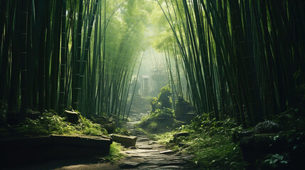 Canvas Print - bamboo forest in the morning.