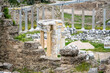 Restored ancient architectural ruins and columns of the ancient city of Side