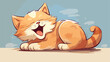 Cute cat yawing sleepy cartoon characters 2d flat c