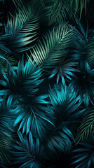 Sticker - Dark botanical background tropical leaves