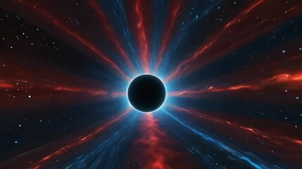 Wall Mural - Cosmic motion a Black Hole Surrounded by Radiant blue red Nebula