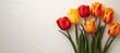 Minimalist spring bouquet wallpaper on blurred white background with space for text