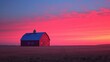 Barn silhouette at sunrise capturing the iconic imagery of farm life. AI generate illustration
