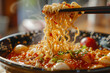 chinese noodles with red chili sauce