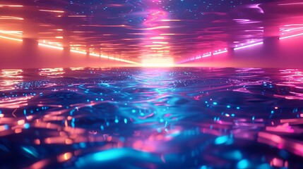 Wall Mural - Glowing Neon Swimming: A 3D vector illustration of a swimming pool