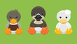 Doll Duck Goose Crested Saxony Chinese Farm Animal Cute Cartoon Vector Illustration